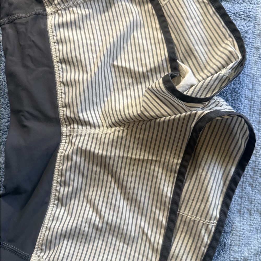 lululemon athletica Striped Athletic Shorts - Gray and White
